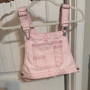 Pink Striped Kids Overalls